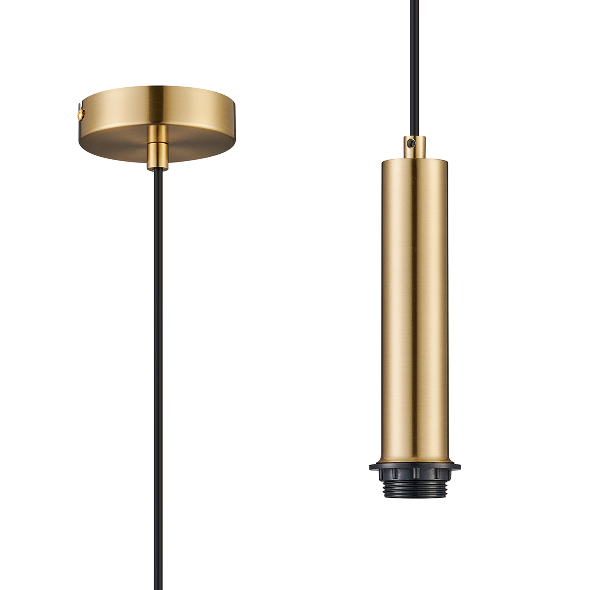 D0890BG  Wick 1.5m 1 Light Pendant, 1 x E27, Brass Gold